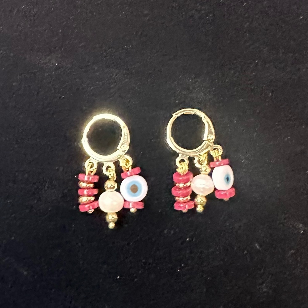 Mayamar 24K Gold Plated Evil Eye Beaded Earrings